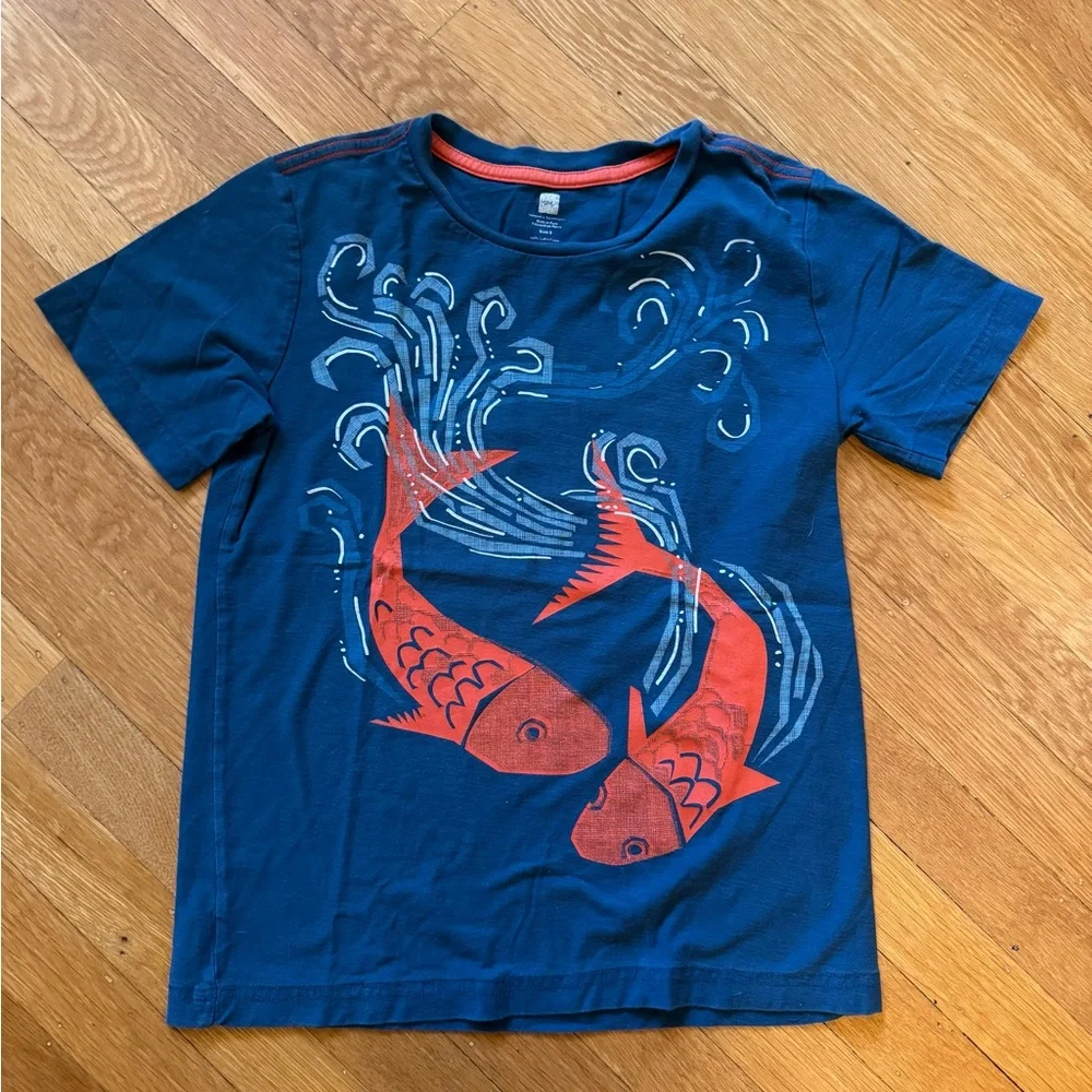 Tea Collection Blue and Orange Fish Graphic Tee - Picture 2 of 4